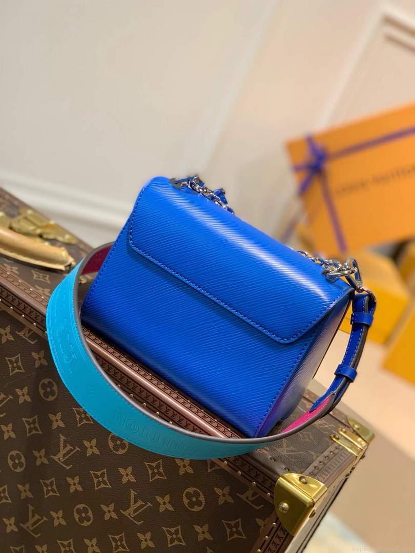 LV M57669 Louis Vuitton Twist MM Epi Handbag M57666 M57667 Blue