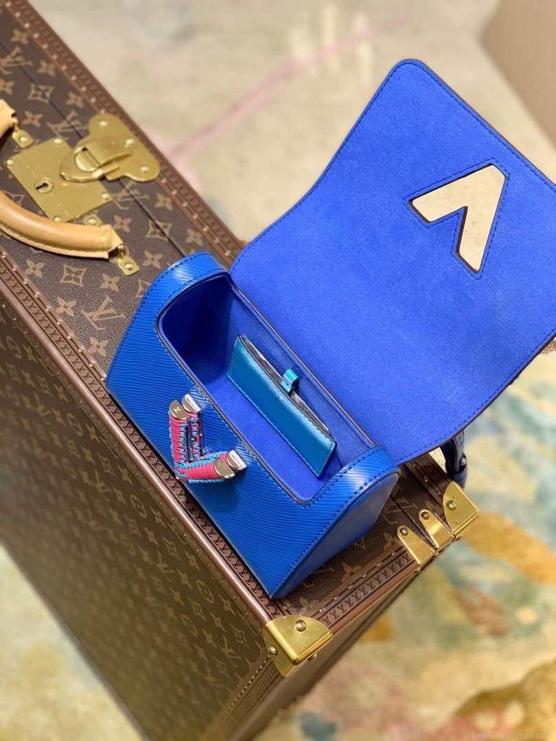 LV M57669 Louis Vuitton Twist MM Epi Handbag M57666 M57667 Blue