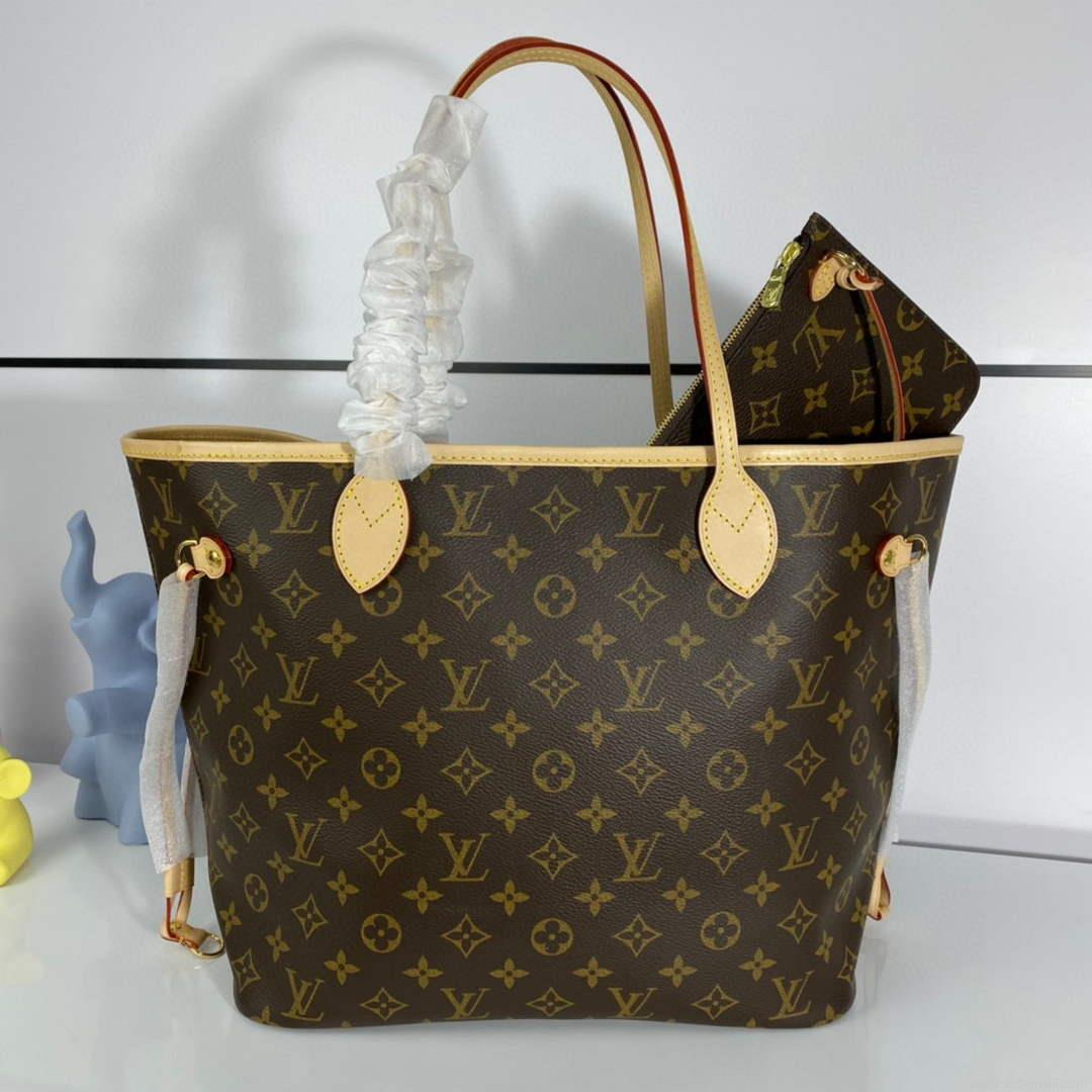 Louis Vuitton LV M40995 Neverfull MM Monogram Canvas Beige