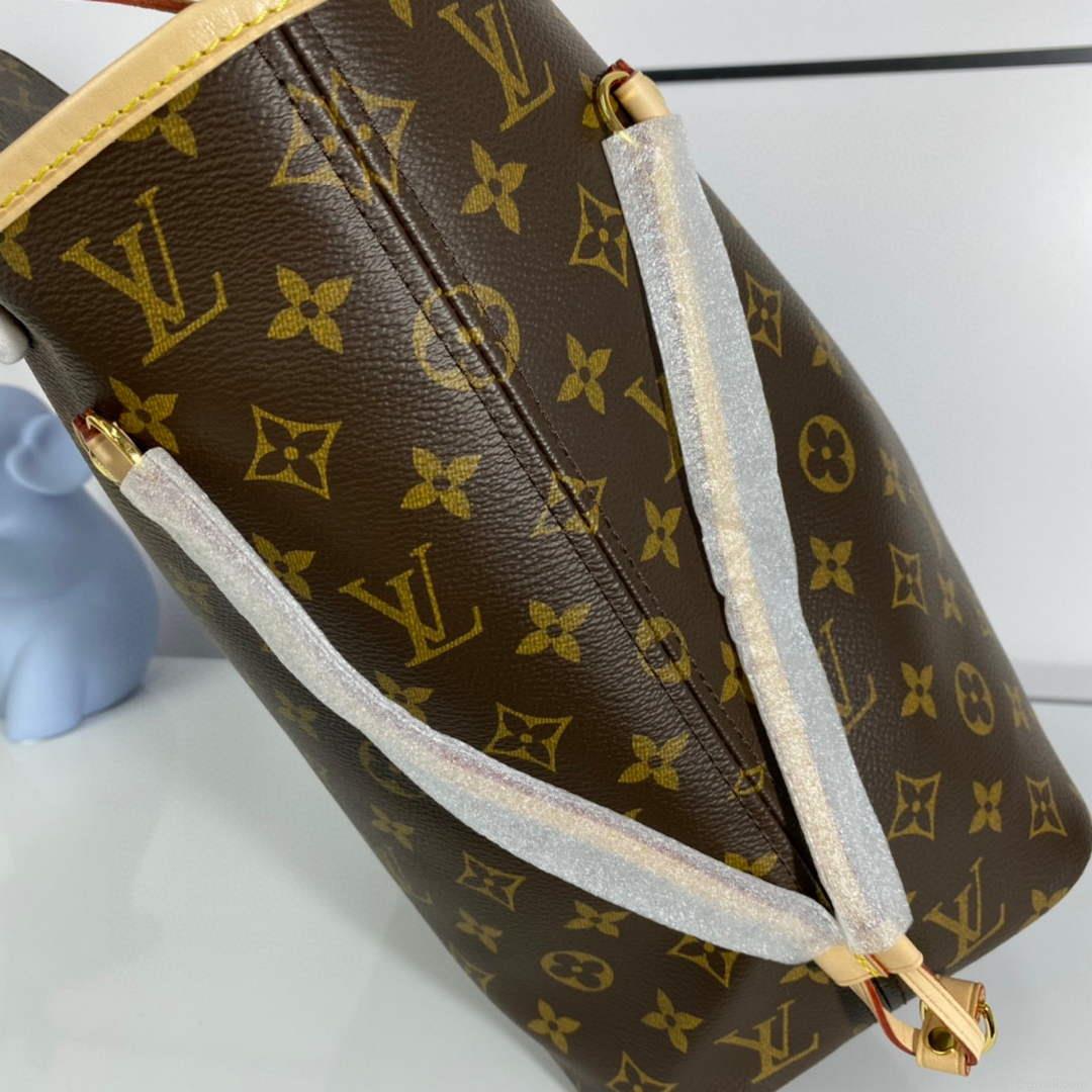 Louis Vuitton LV M40995 Neverfull MM Monogram Canvas Beige