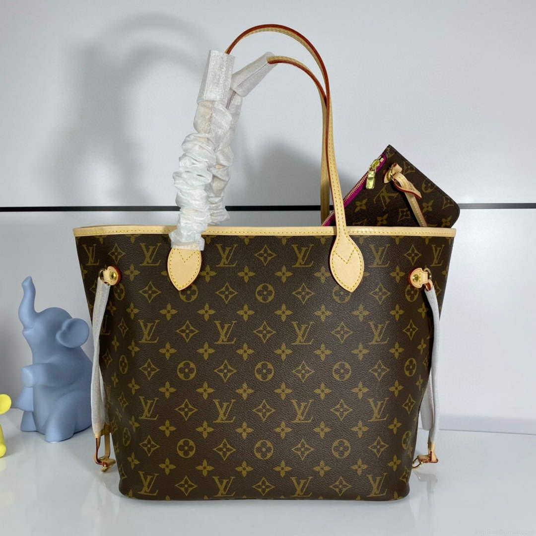 Louis Vuitton LV M41178 Neverfull MM Monogram Canvas Pivoine Pink