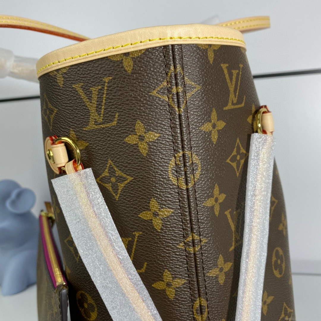 Louis Vuitton LV M41178 Neverfull MM Monogram Canvas Pivoine Pink