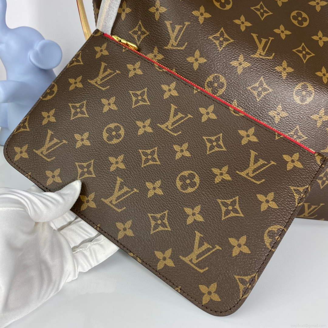 Louis Vuitton LV M41177 Neverfull MM Monogram Canvas Cerise Red