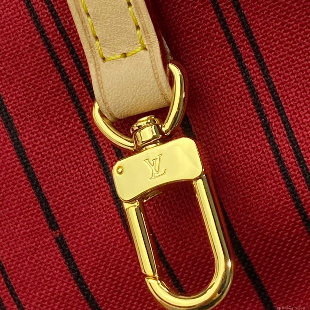 Louis Vuitton LV M41177 Neverfull MM Monogram Canvas Cerise Red
