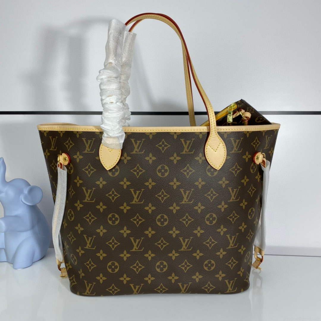 Louis Vuitton LV M40997 Neverfull MM Monogram Canvas Cerise Yellow