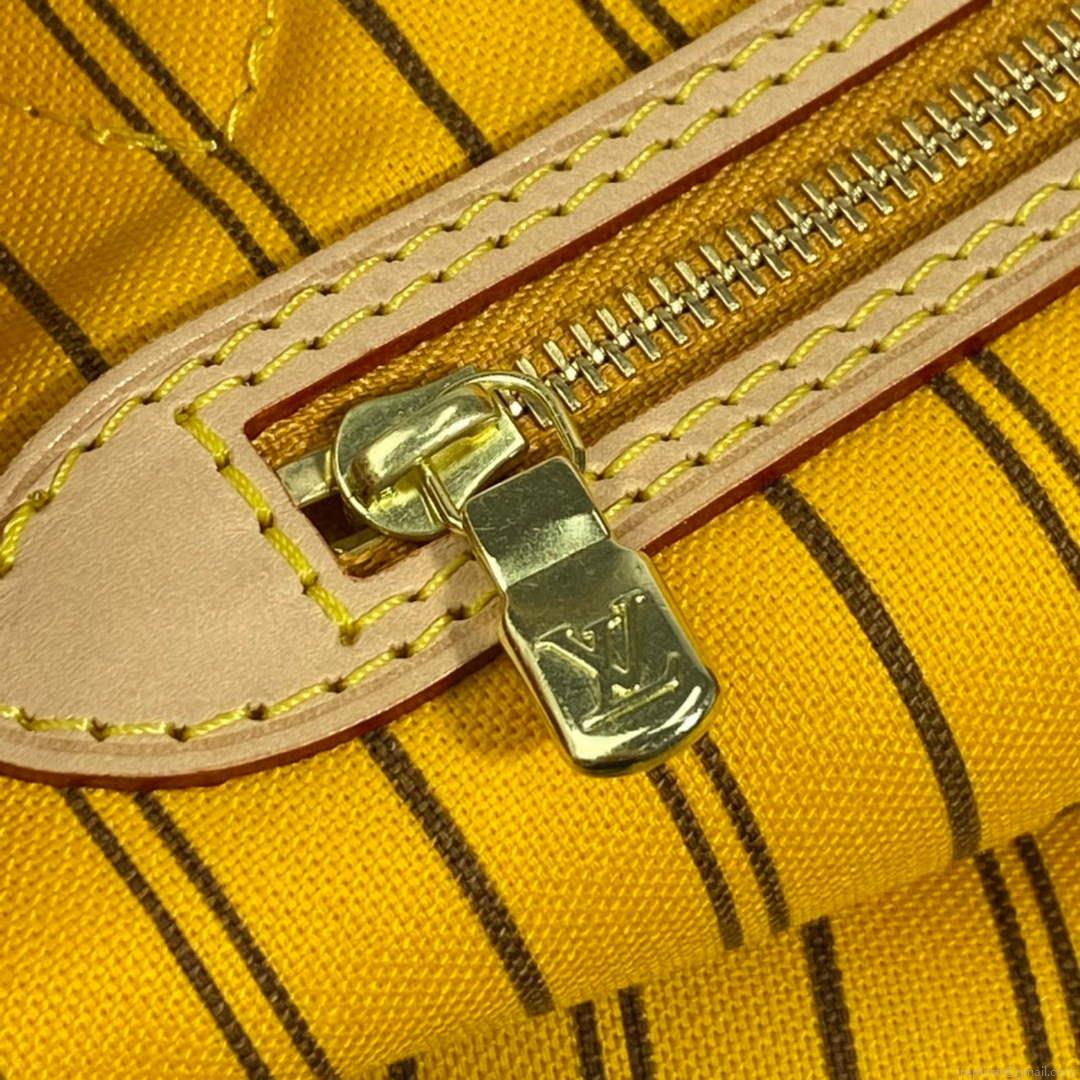 Louis Vuitton LV M40997 Neverfull MM Monogram Canvas Cerise Yellow