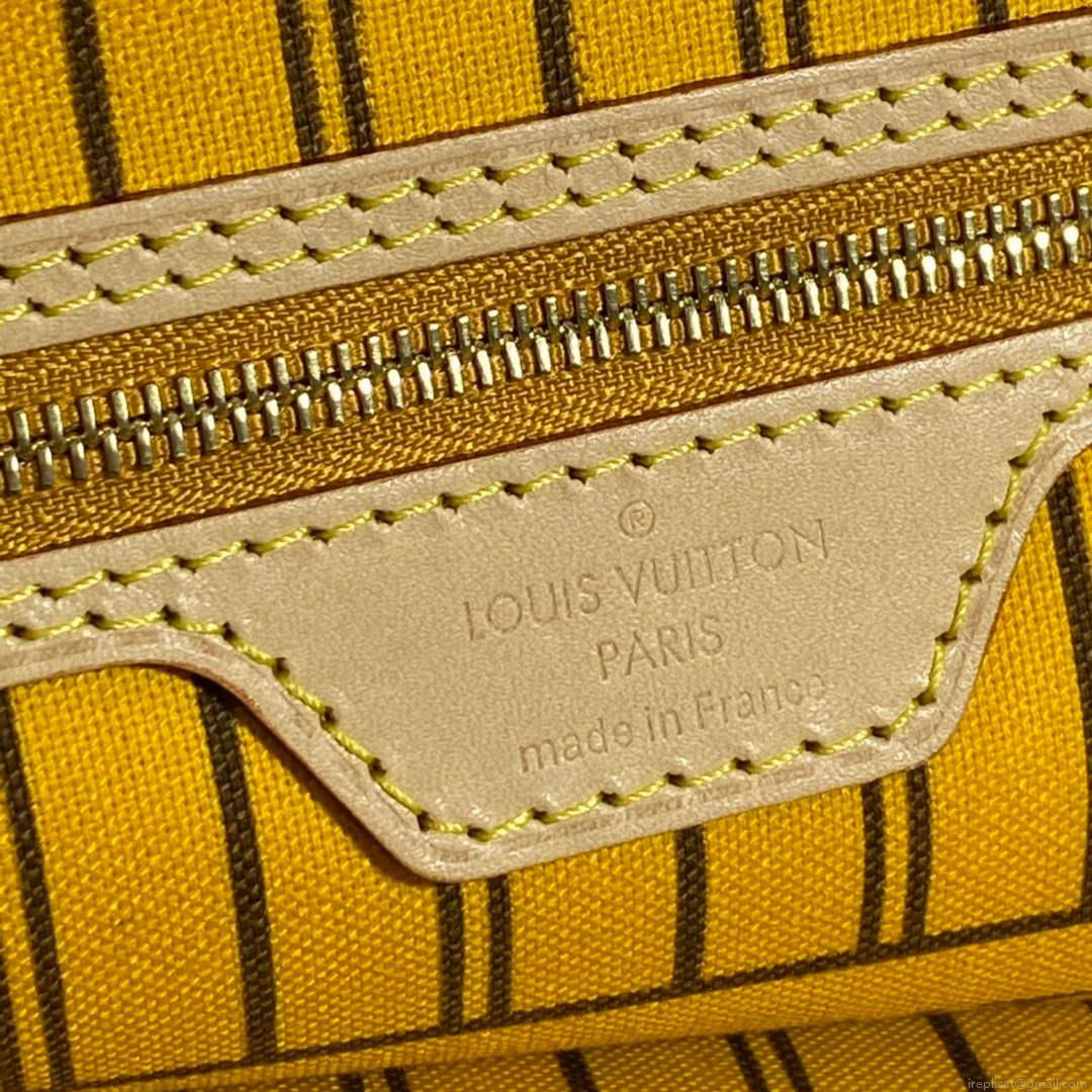 Louis Vuitton LV M40997 Neverfull MM Monogram Canvas Cerise Yellow