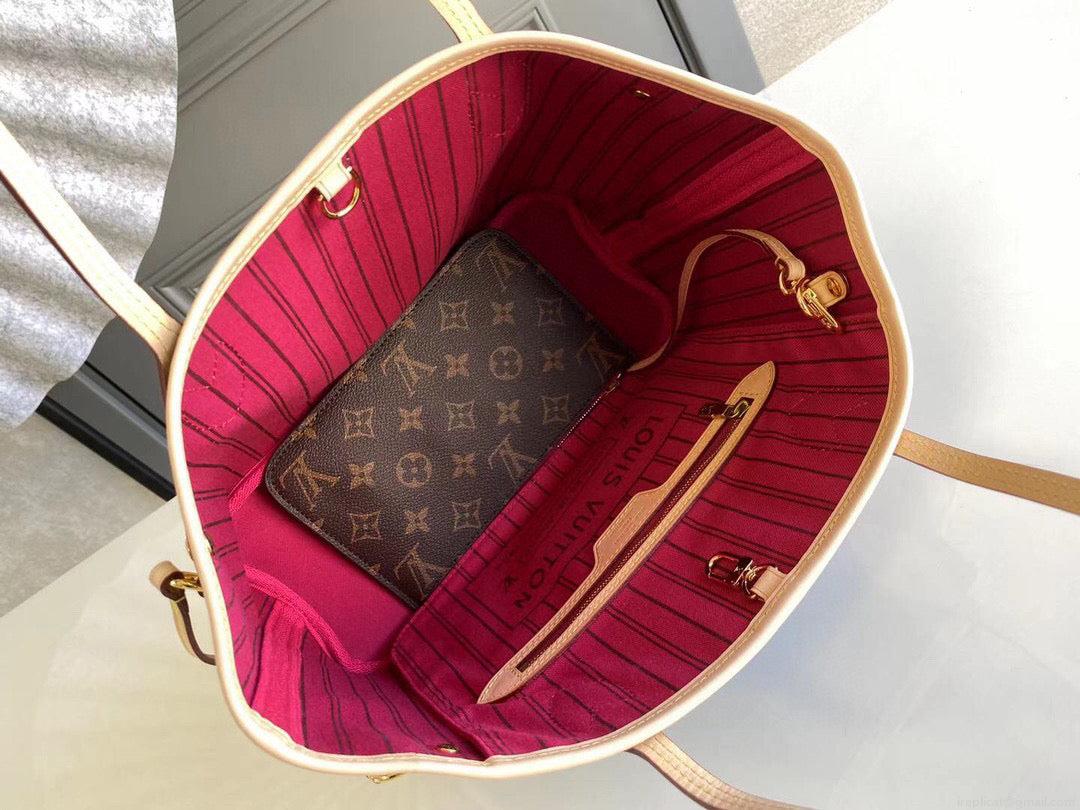 Louis Vuitton LV M41245 Neverfull PM Monogram Canvas Plum