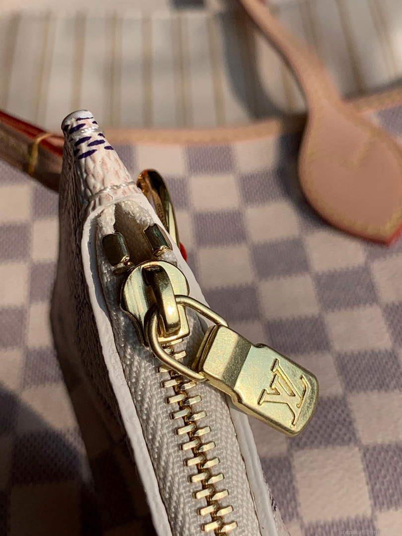Louis Vuitton LV N41362 Neverfull PM Damier Azur Beige