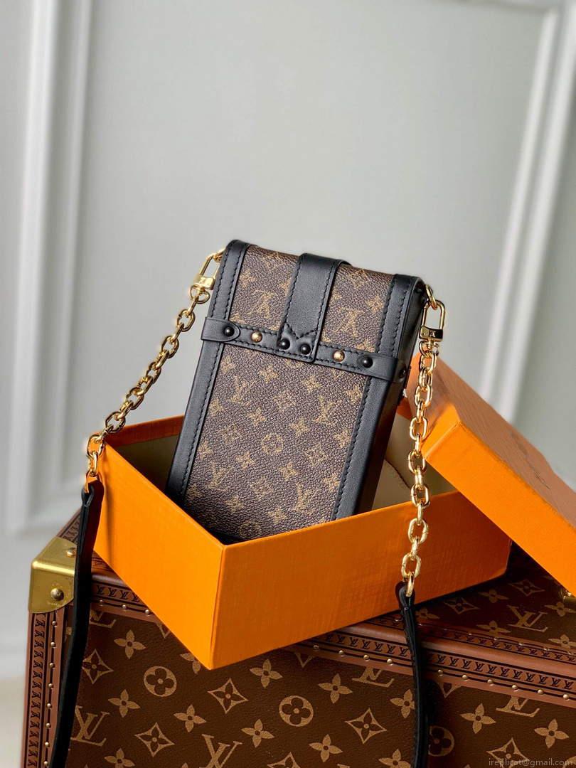LV M63913 Louis Vuitton Vertical Trunk Pochette Bag Black