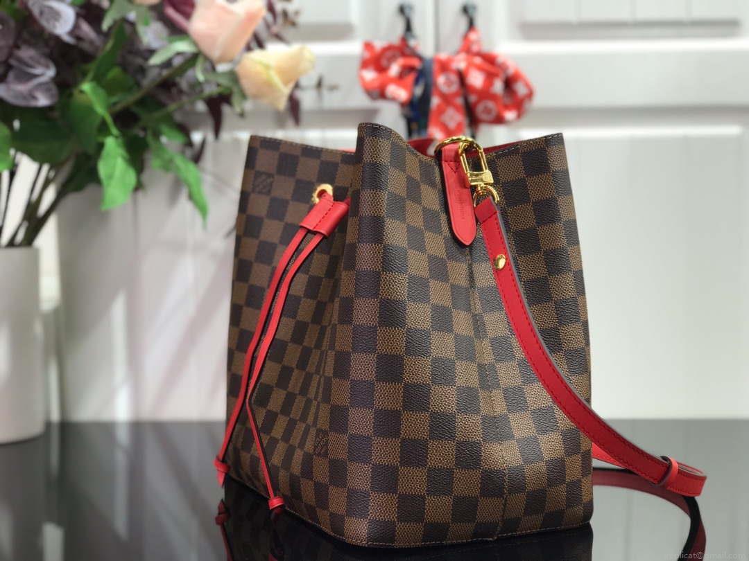LV N40198 Louis Vuitton NÉONOÉ MM Bag Damier Ebene Red