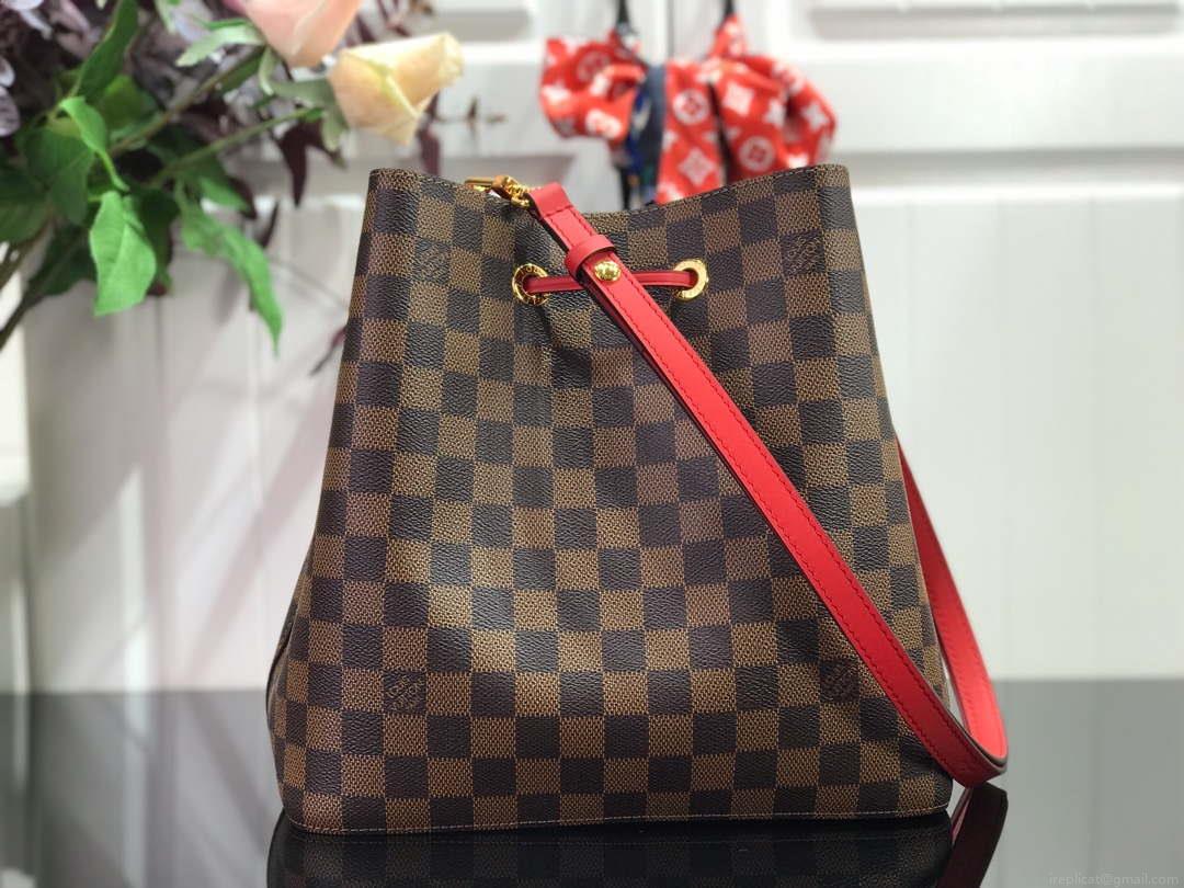 LV N40198 Louis Vuitton NÉONOÉ MM Bag Damier Ebene Red