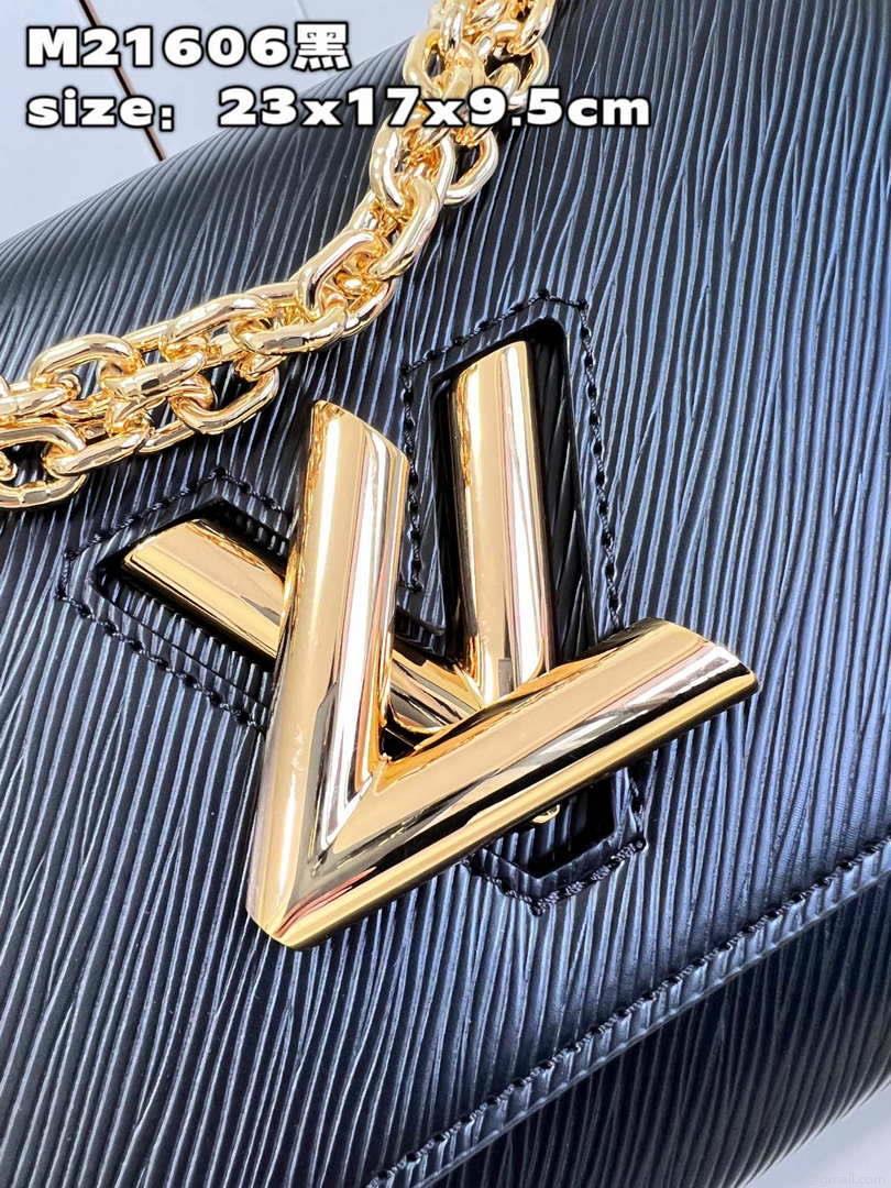 Louis Vuitton LV M20834 Twist MM Bag Epi Black with Pink