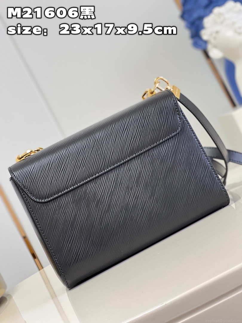 Louis Vuitton LV M20834 Twist MM Bag Epi Black with Pink