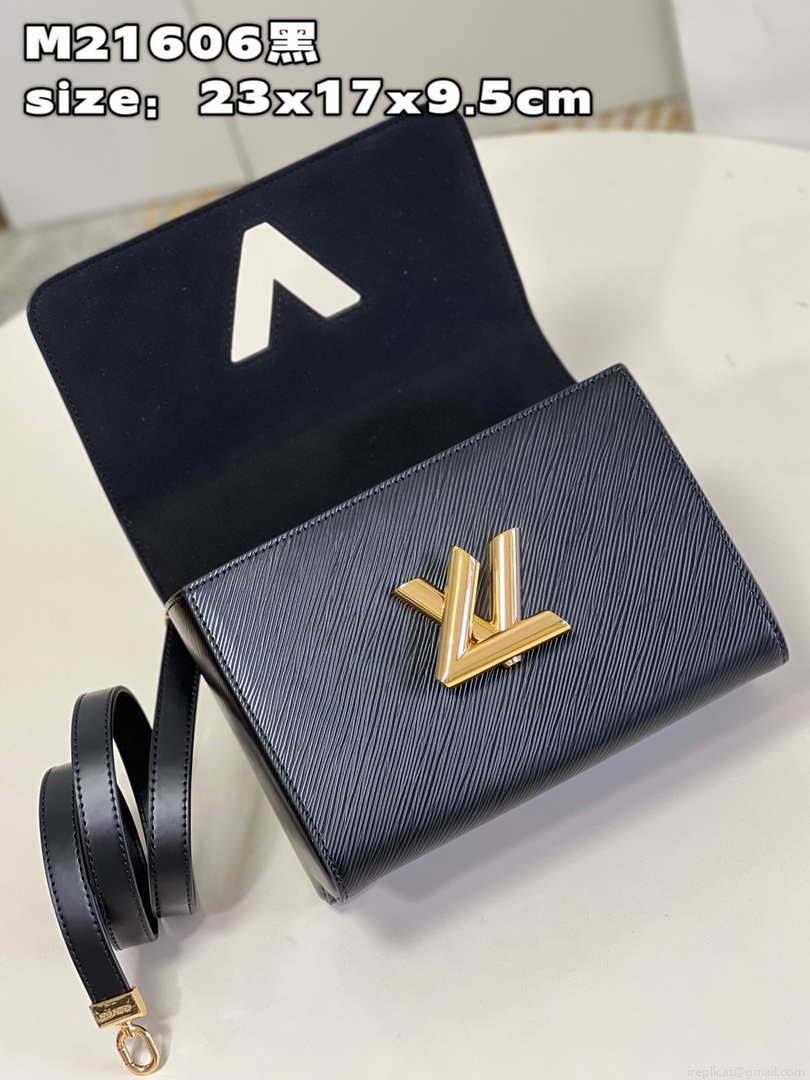 Louis Vuitton LV M20834 Twist MM Bag Epi Black with Pink
