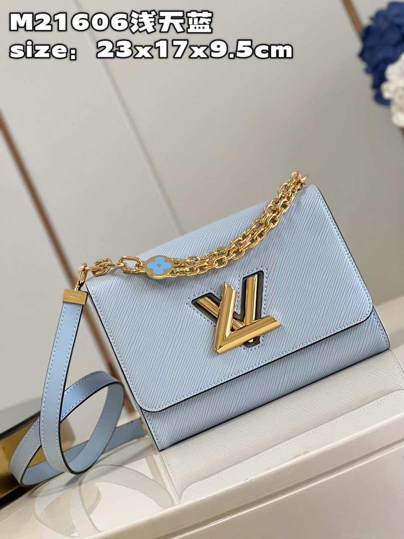 Louis Vuitton LV M21606 Twist MM Bag Epi Blue