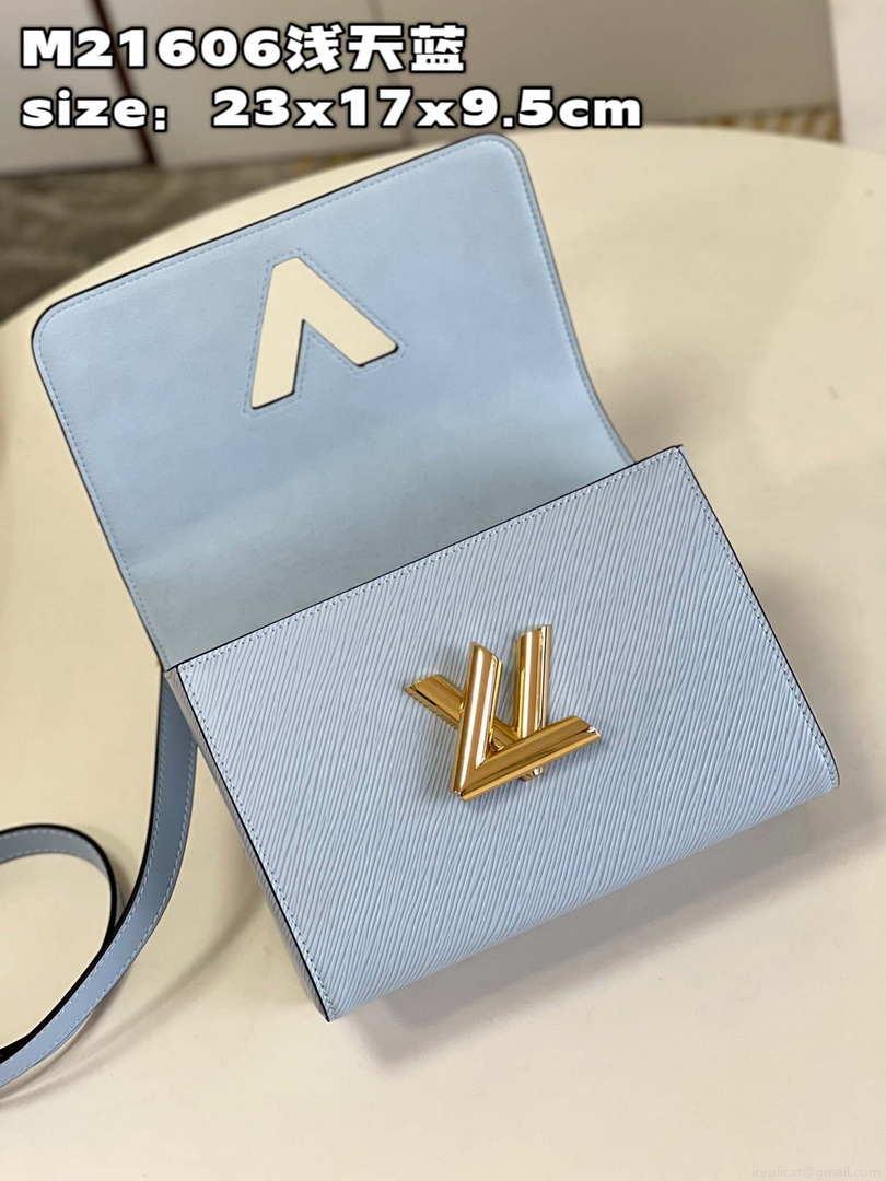 Louis Vuitton LV M21606 Twist MM Bag Epi Blue