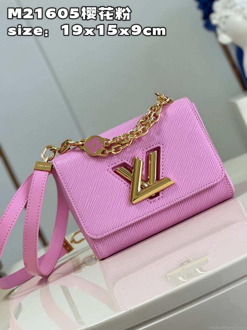 Louis Vuitton LV M21605 Twist MM Bag Epi Rose Red