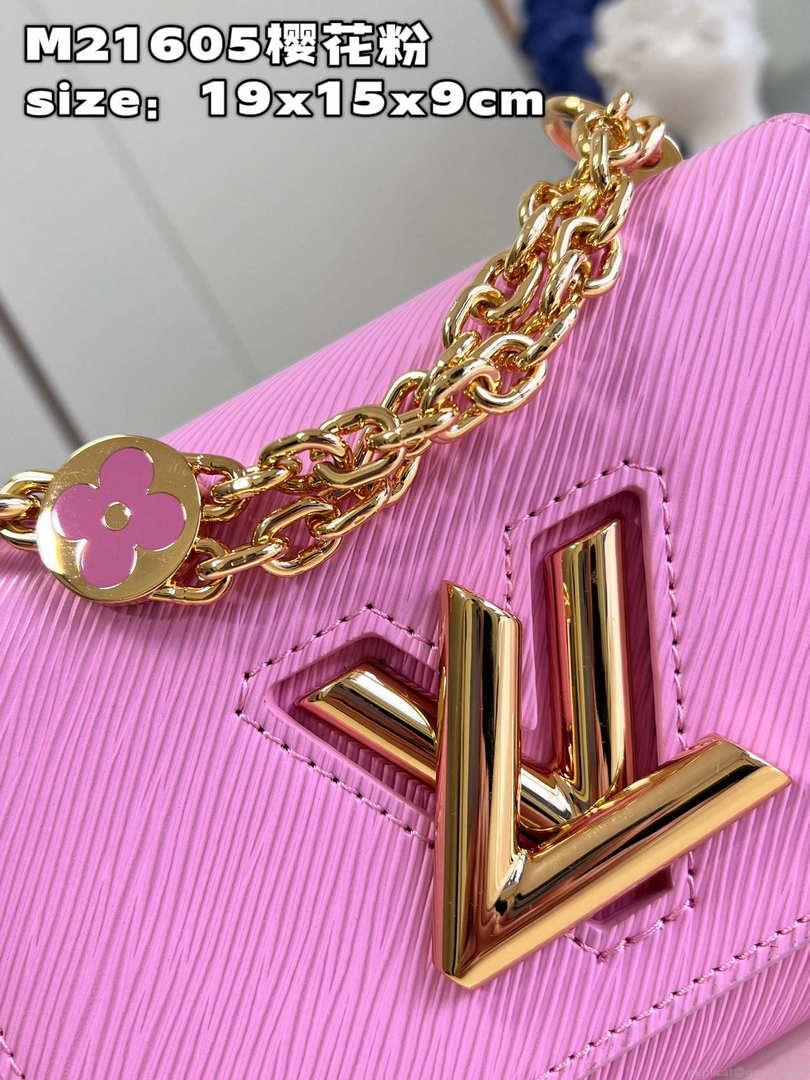 Louis Vuitton LV M21605 Twist MM Bag Epi Rose Red