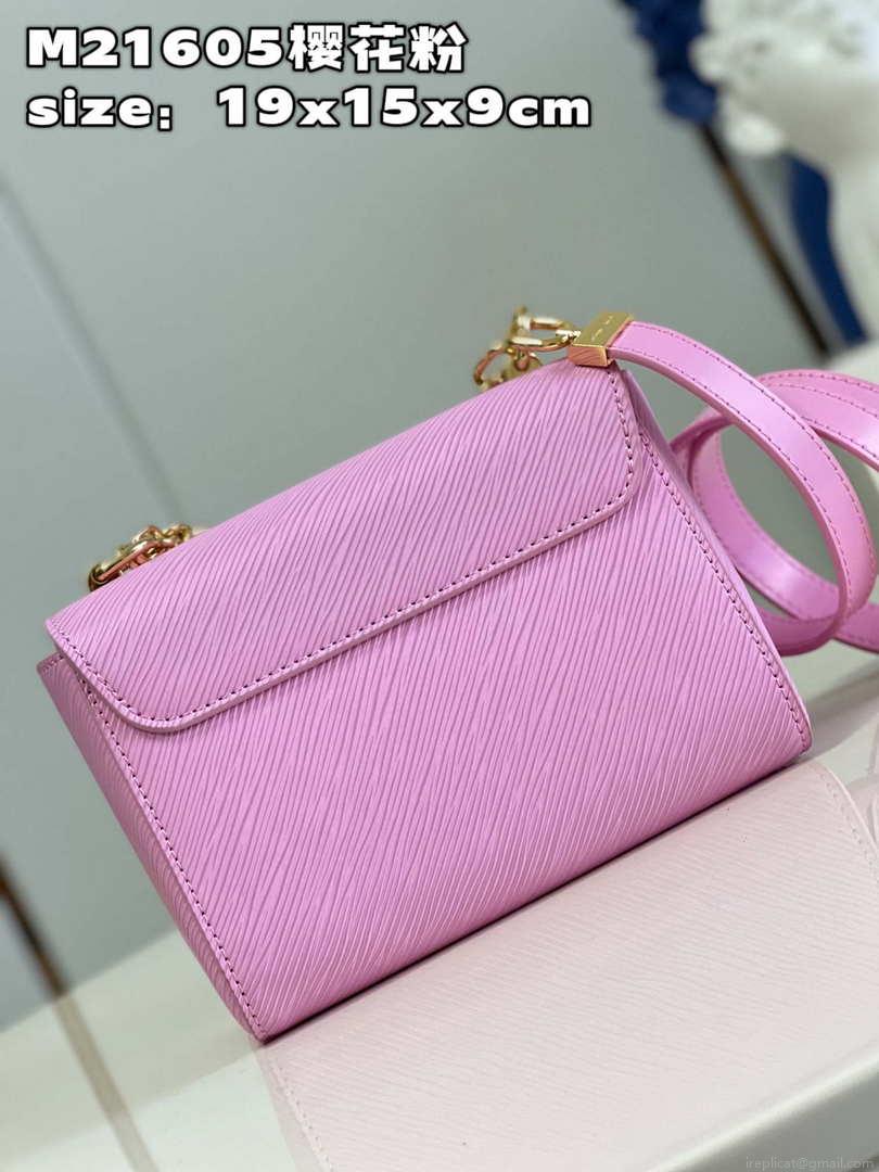 Louis Vuitton LV M21605 Twist MM Bag Epi Rose Red