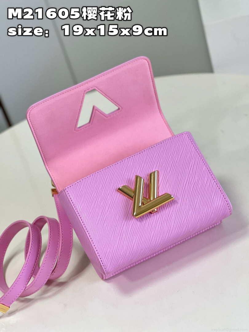 Louis Vuitton LV M21605 Twist MM Bag Epi Rose Red