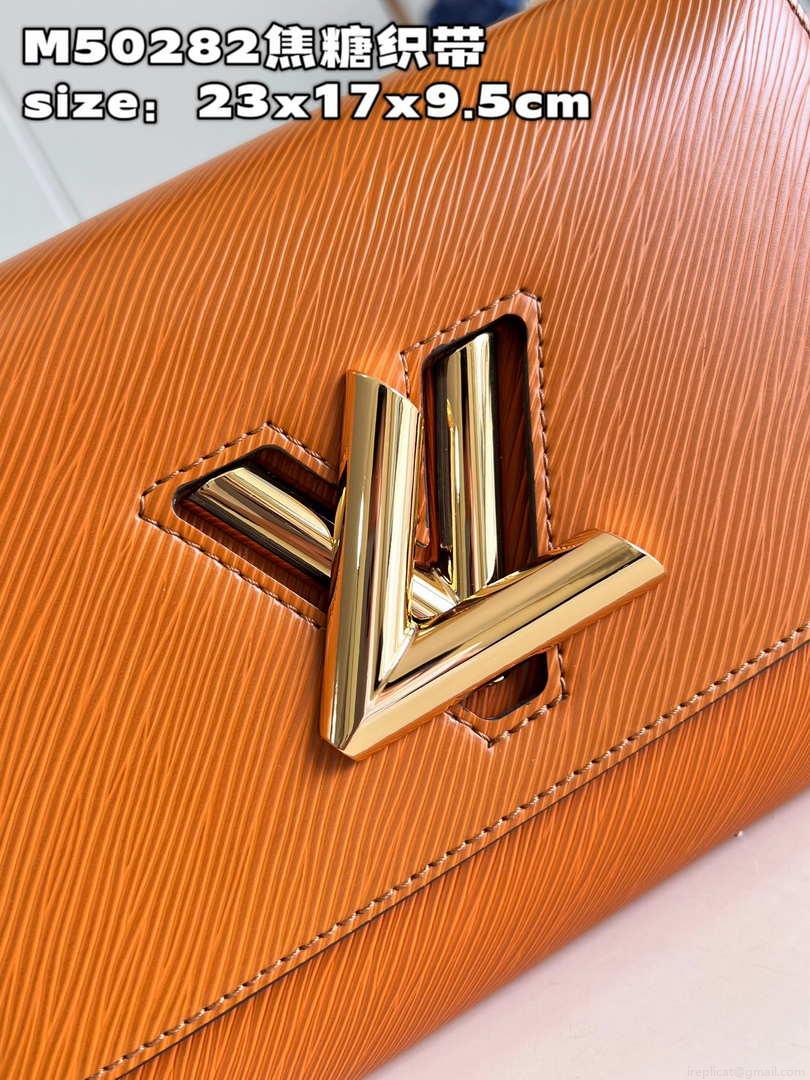 Louis Vuitton LV M50282 Twist MM Bag Epi Gold Cipango Beige