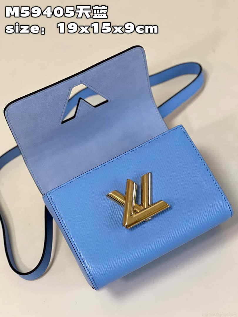 Louis Vuitton LV M59405 Twist PM Bag Epi Blue