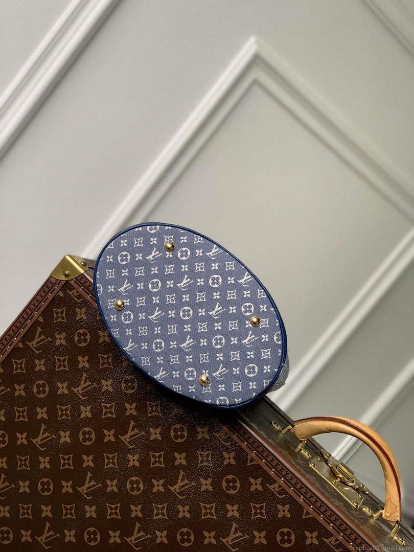 LV M42238 Louis Vuitton Bucket PM Tote Bag Blue