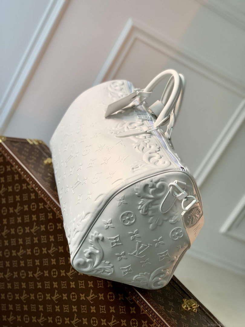 LV M21845 Louis Vuitton Keepall Bandoulière 50 Bag Optic White