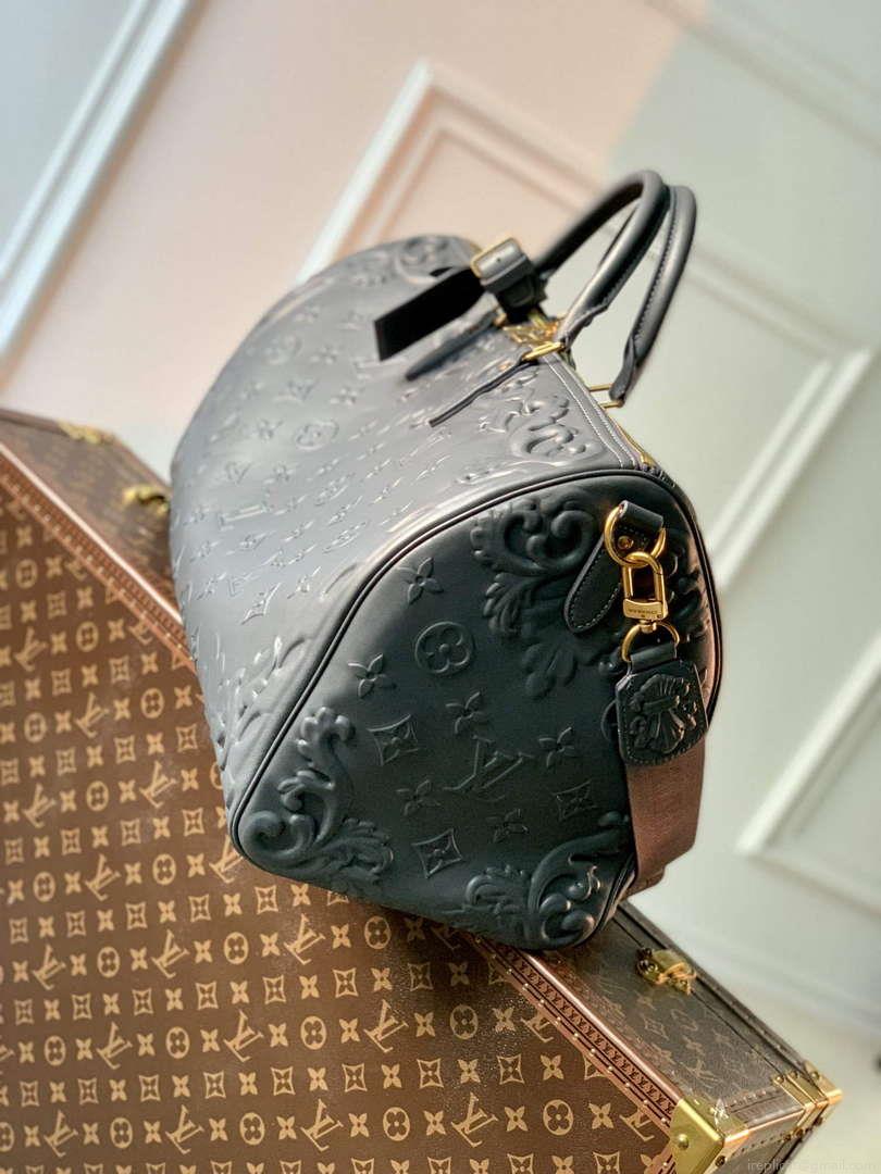 LV M21845 Louis Vuitton Keepall Bandoulière 50 Bag Dark Shadow Grey