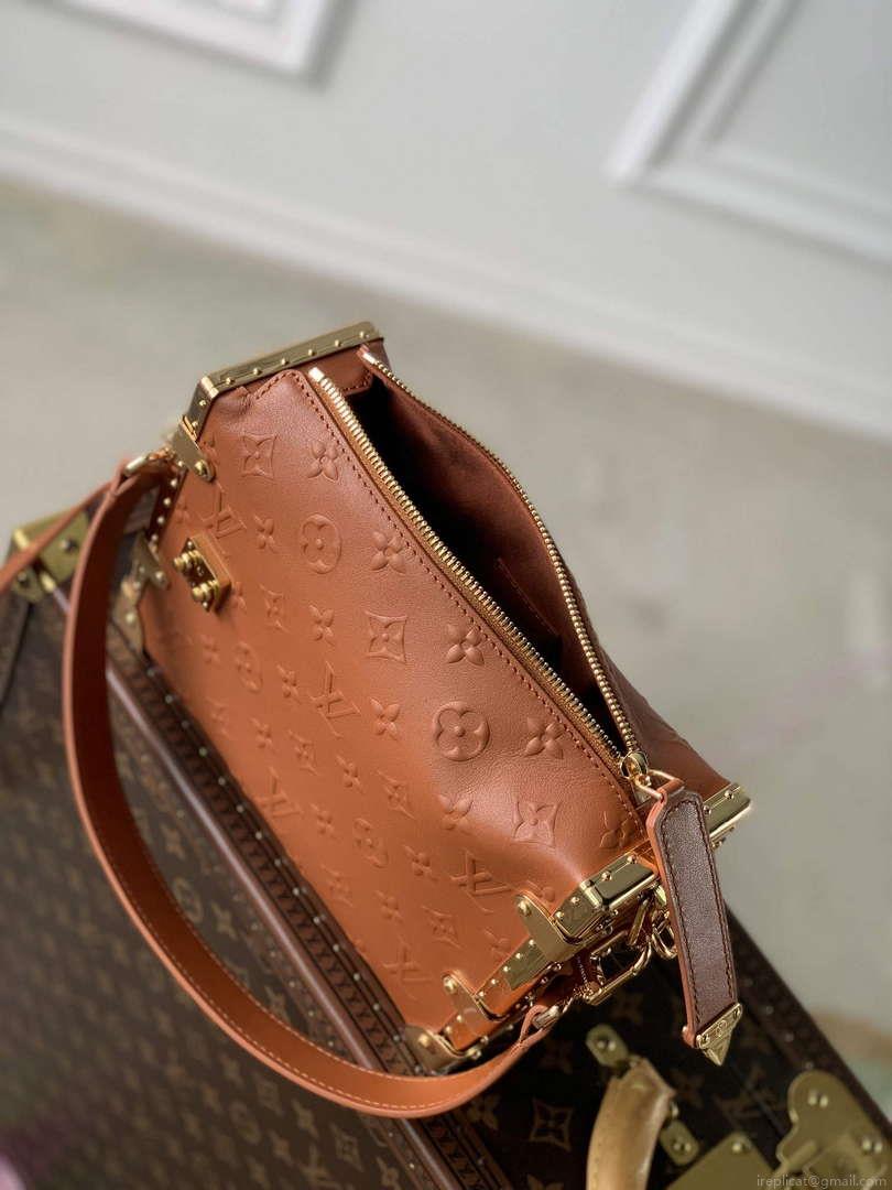 LV M21741 Louis Vuitton Side Trunk PM Bag Tan Brown