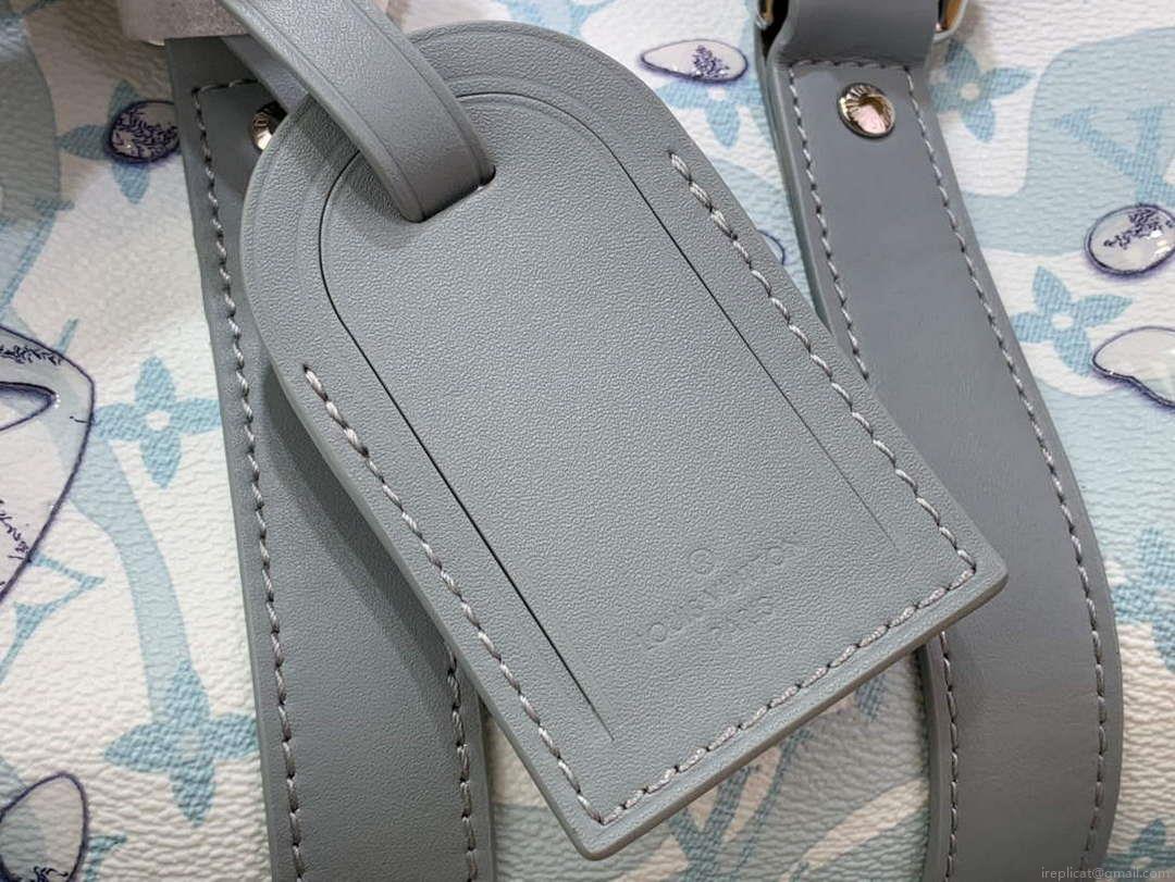 LV M22527 Louis Vuitton Keepall Bandoulière 25 Bag Crystal Blue