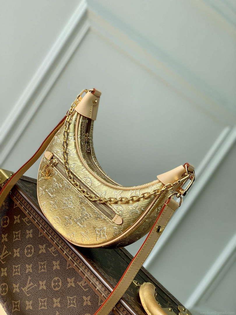 LV M22928 Louis Vuitton Loop PM Baguette Handbag Beige