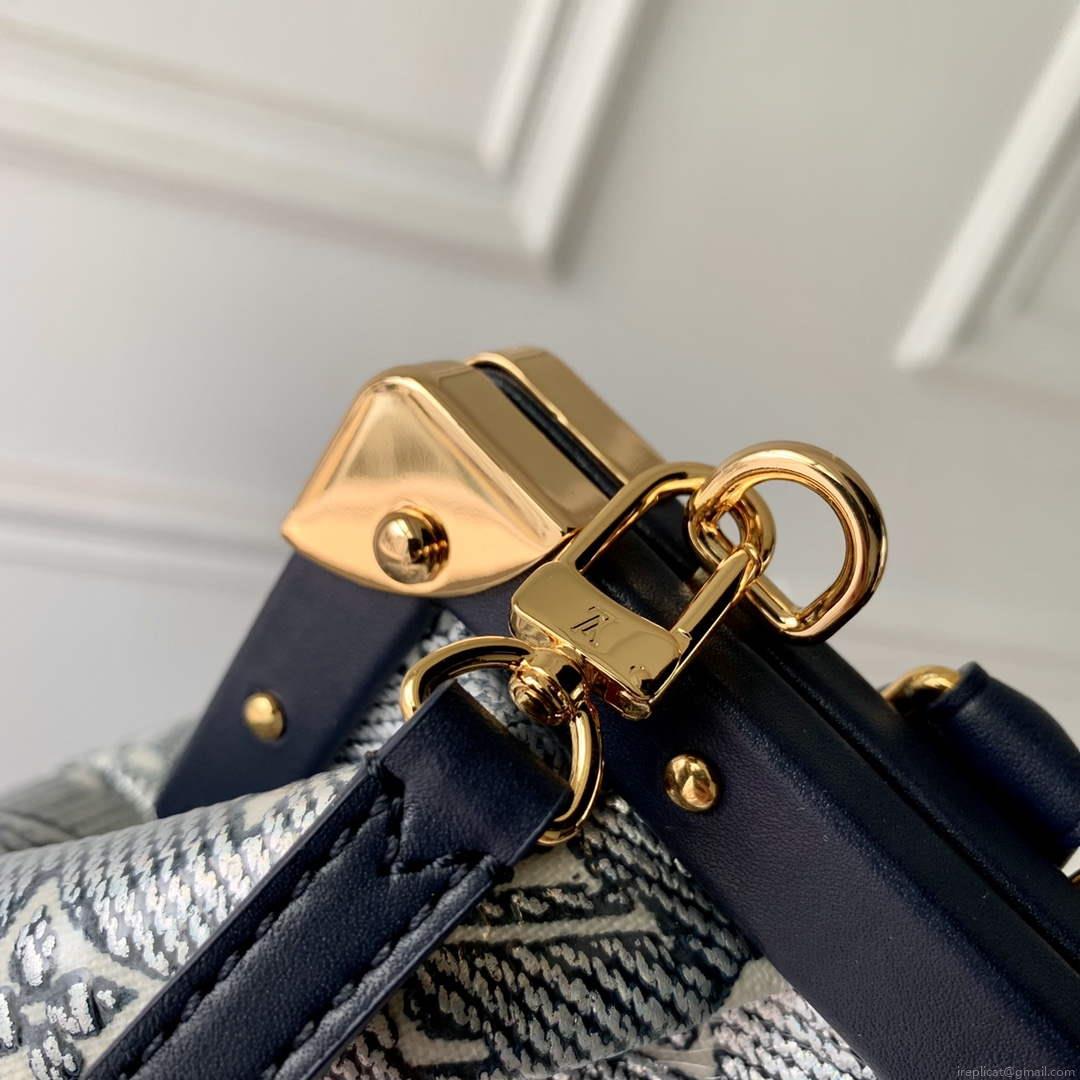 LV M46544 Louis Vuitton Monogram Clutch Bag Blue