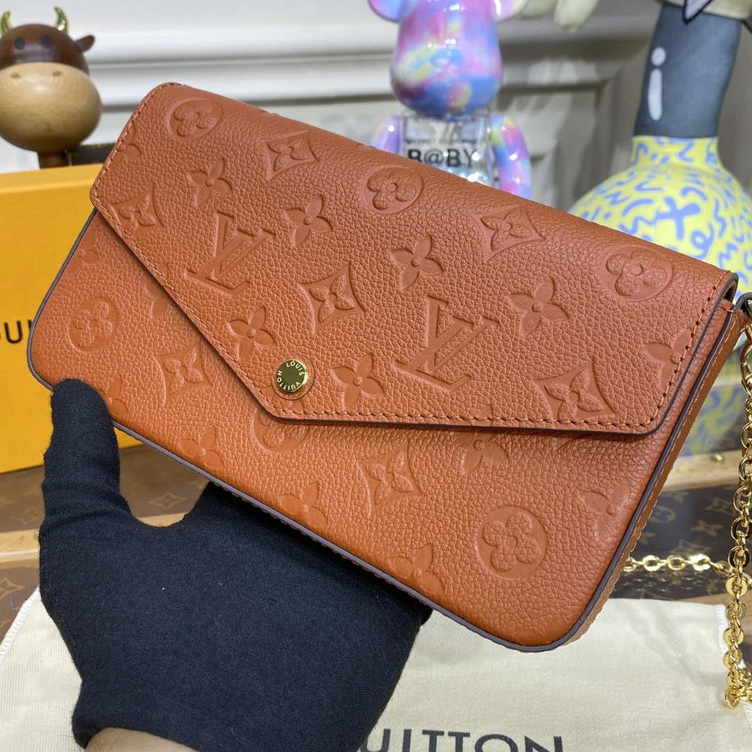 LV M82363 Louis Vuitton Felicie Pochette Monogram Empreinte Bag Brown