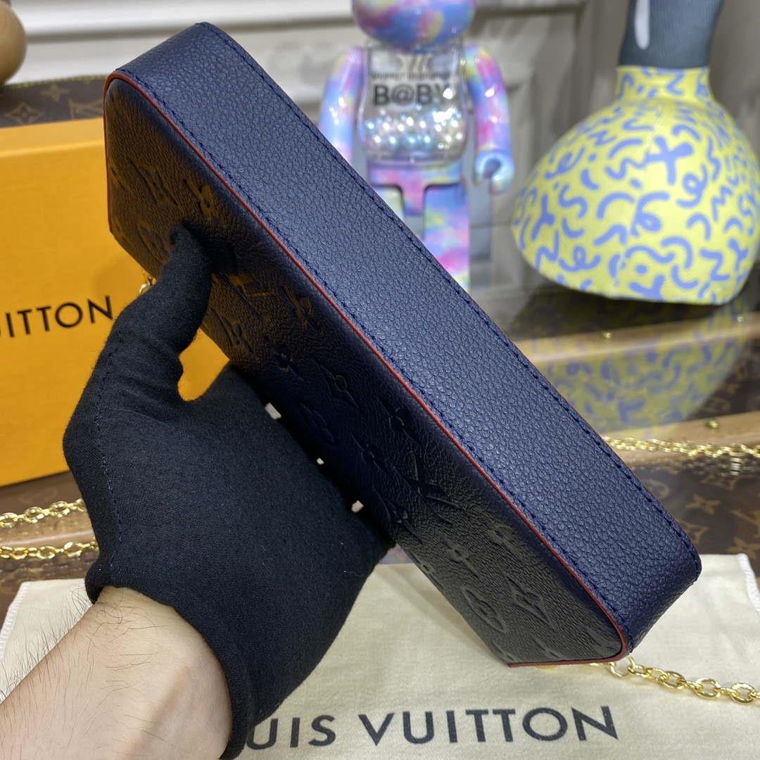 LV M64064 Louis Vuitton Felicie Pochette Monogram Empreinte Bag Black with Red