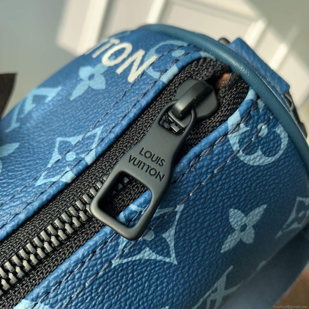 LV M46803 Louis Vuitton Keepall Bandoulière 25 City Bag Atlantic Blue