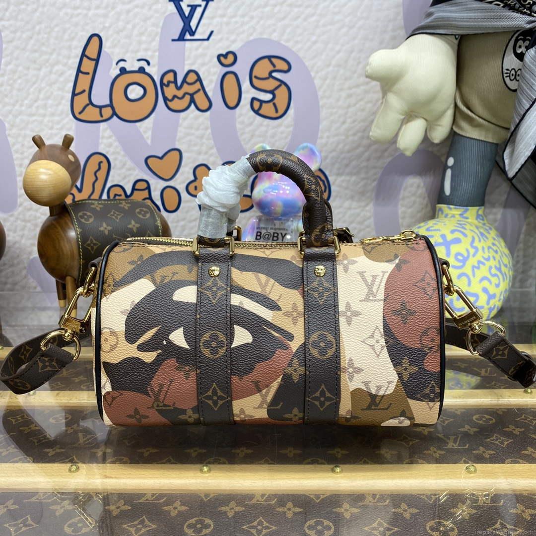 LV M46678 Louis Vuitton Keepall Bandoulière 25 Bag Brown