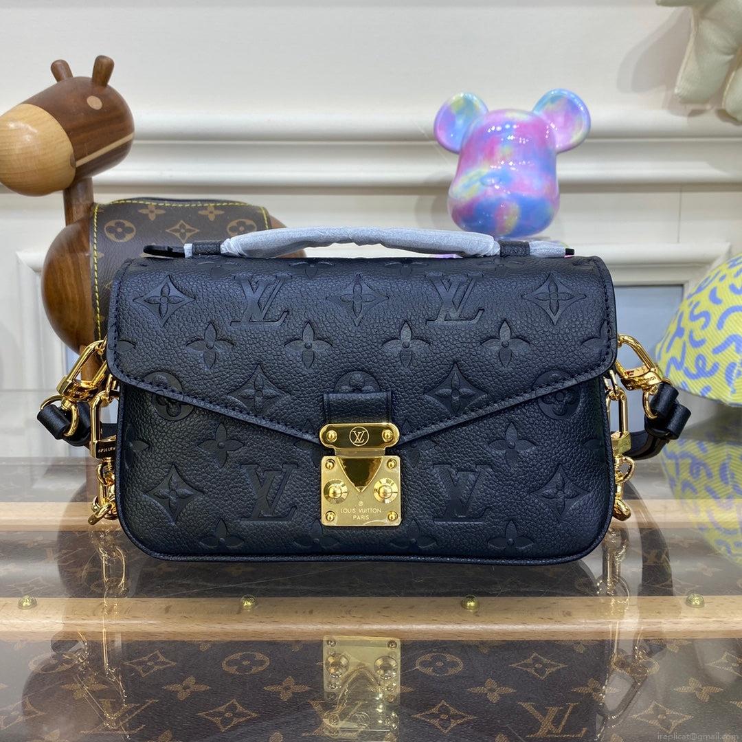 LV M46595 Louis Vuitton Pochette Métis East West bag Monogram Empreinte Leather Black