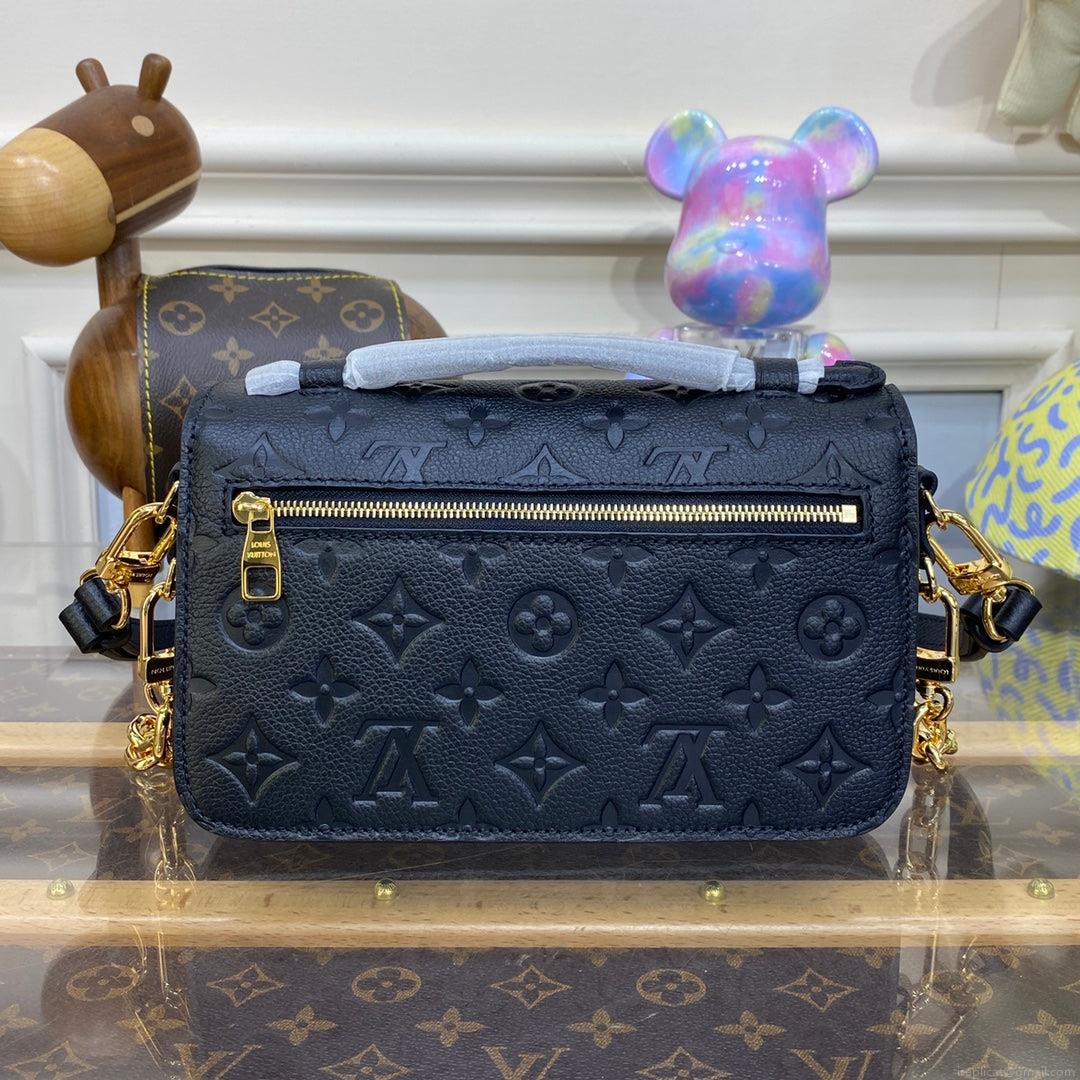LV M46595 Louis Vuitton Pochette Métis East West bag Monogram Empreinte Leather Black