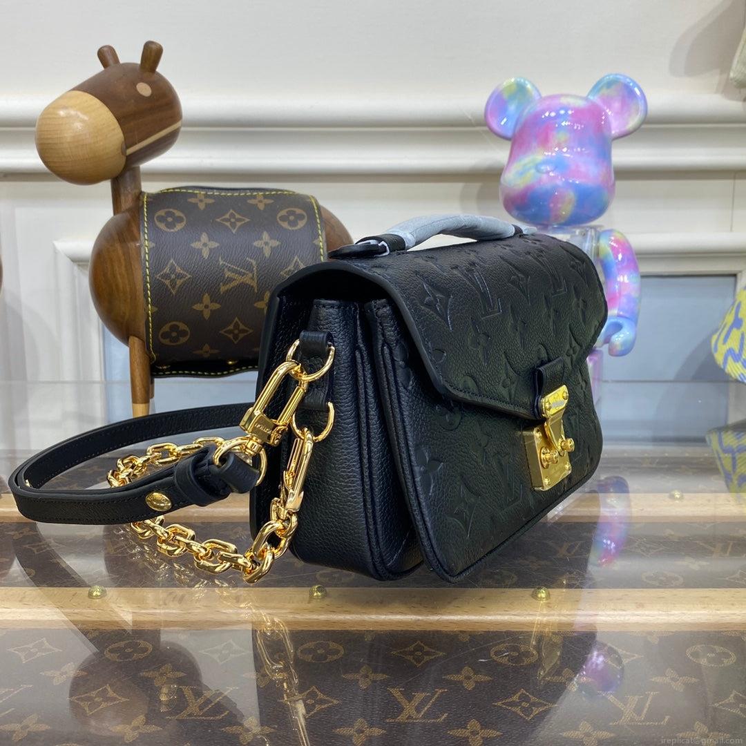 LV M46595 Louis Vuitton Pochette Métis East West bag Monogram Empreinte Leather Black