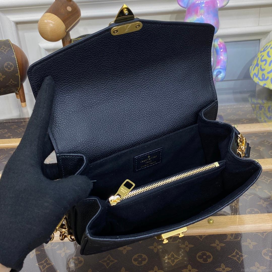 LV M46595 Louis Vuitton Pochette Métis East West bag Monogram Empreinte Leather Black