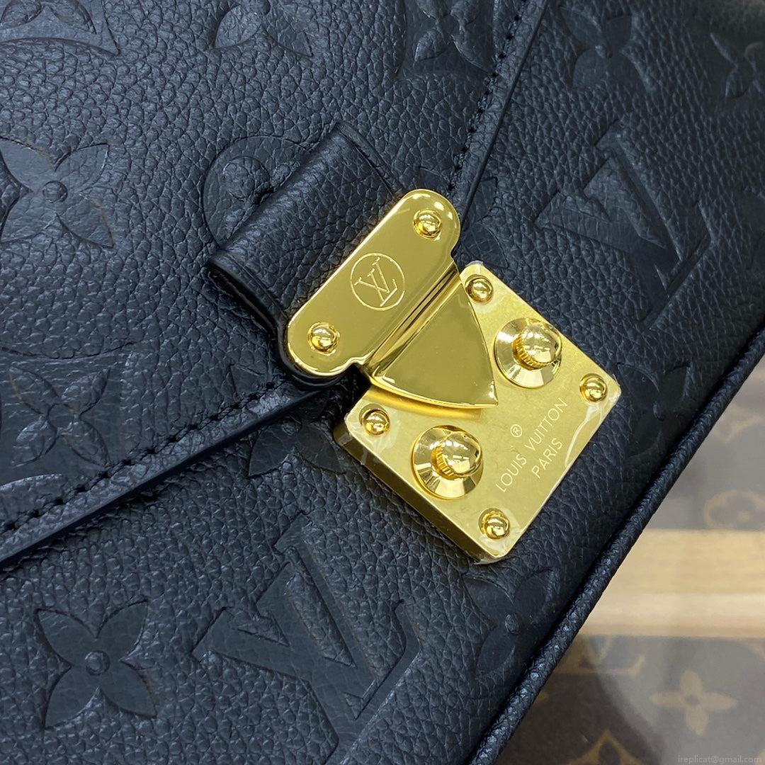 LV M46595 Louis Vuitton Pochette Métis East West bag Monogram Empreinte Leather Black