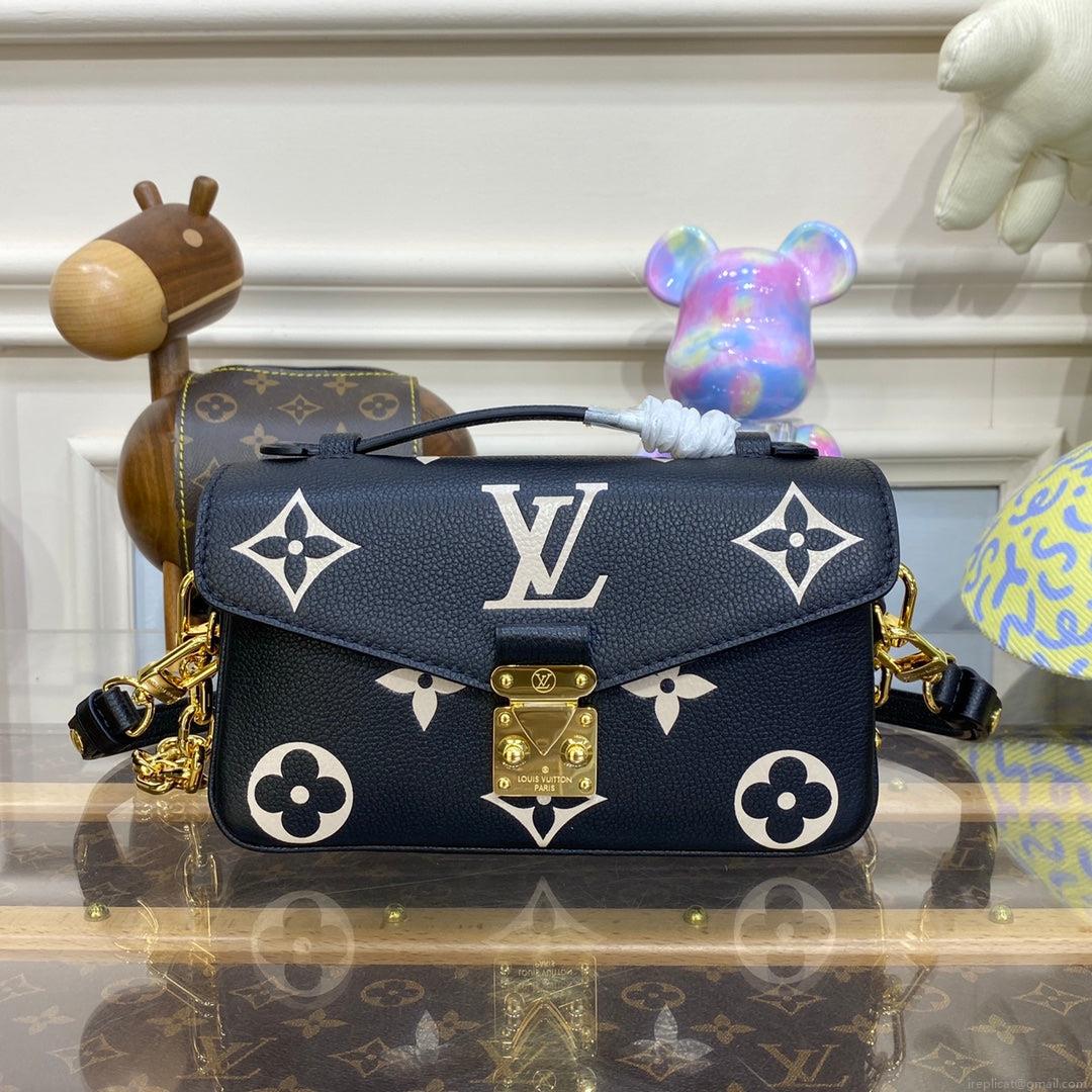 LV M46596 Louis Vuitton Pochette Métis East West bag Monogram Empreinte Leather Black/Beige