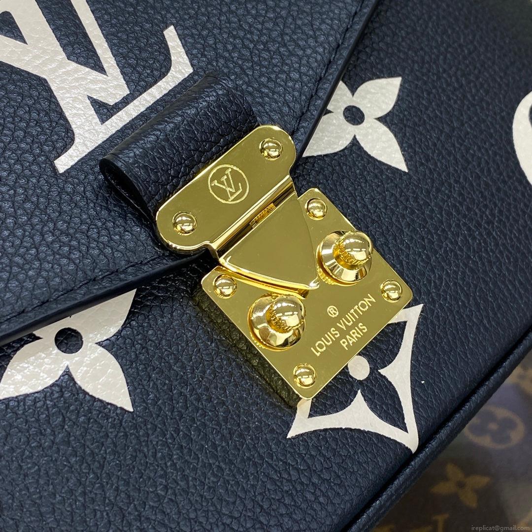 LV M46596 Louis Vuitton Pochette Métis East West bag Monogram Empreinte Leather Black/Beige