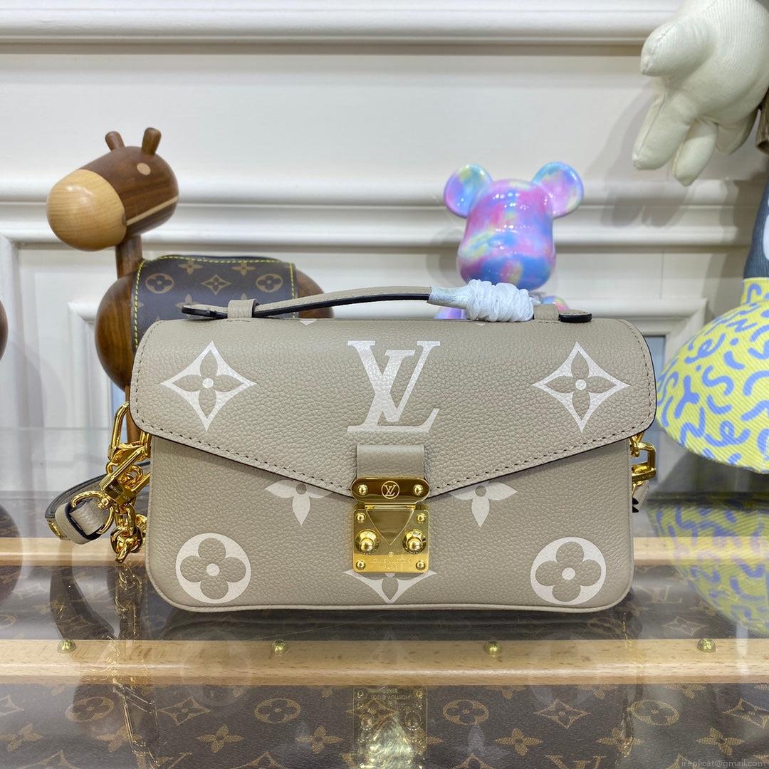 LV M23081 Louis Vuitton Pochette Métis East West bag Monogram Empreinte Leather Dove/Cream