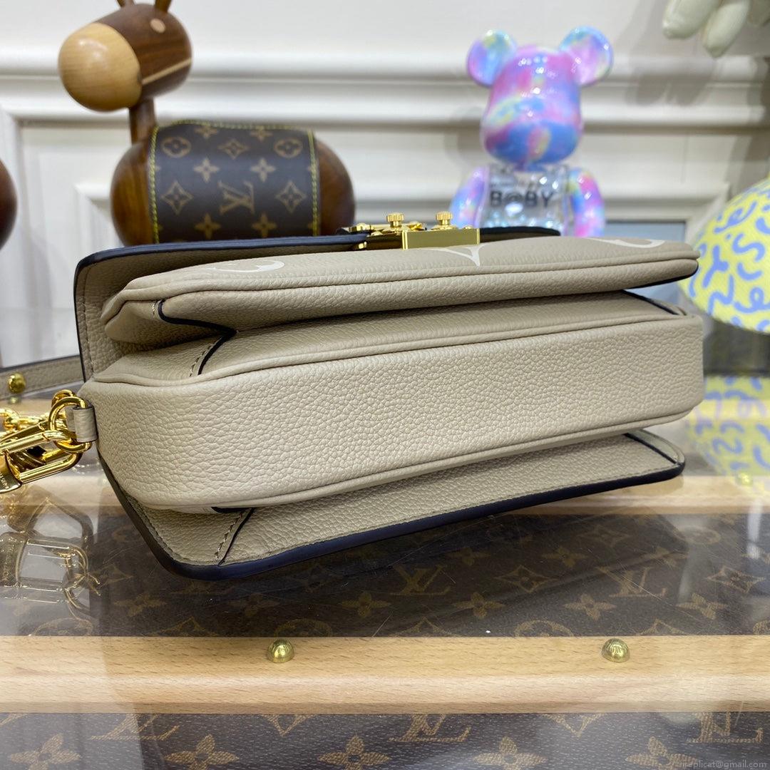 LV M23081 Louis Vuitton Pochette Métis East West bag Monogram Empreinte Leather Dove/Cream