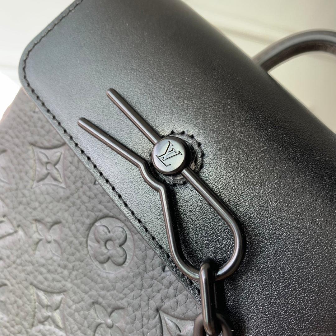 LV M82772 Louis Vuitton Nano Steamer Bag Taurillon Monogram embossed cowhide leather Black