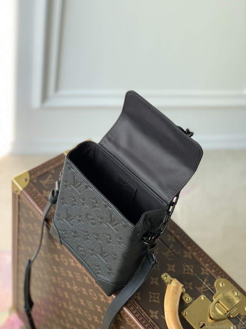 LV M82772 Louis Vuitton Nano Steamer Bag Taurillon Monogram embossed cowhide leather Black