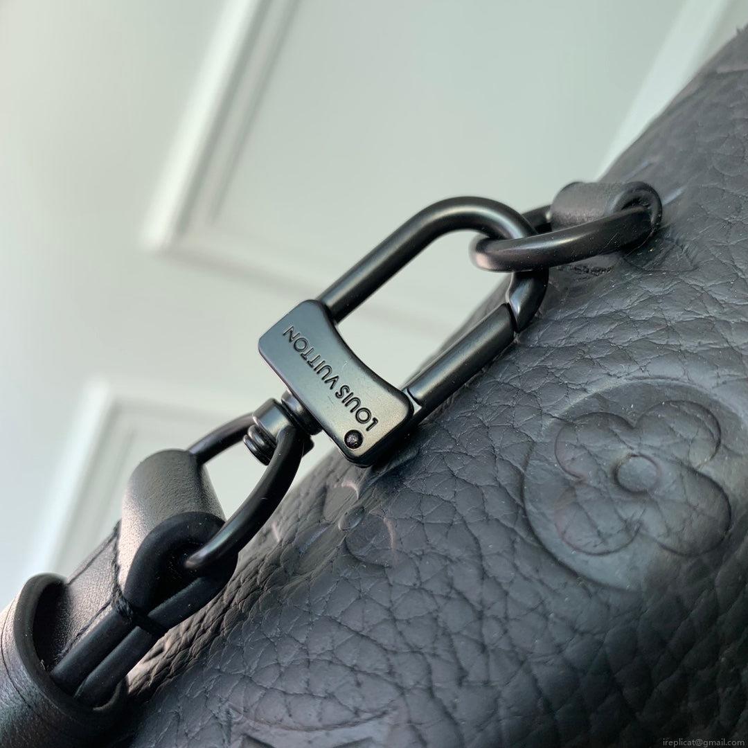 LV M82772 Louis Vuitton Nano Steamer Bag Taurillon Monogram embossed cowhide leather Black